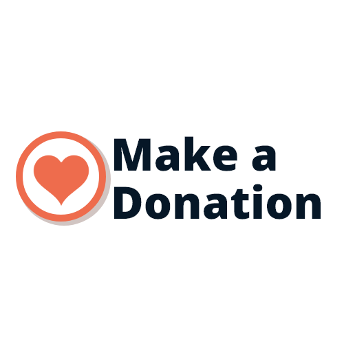 A red heart icon inside a circle next to the bold text “Make a Donation” on a white background.
