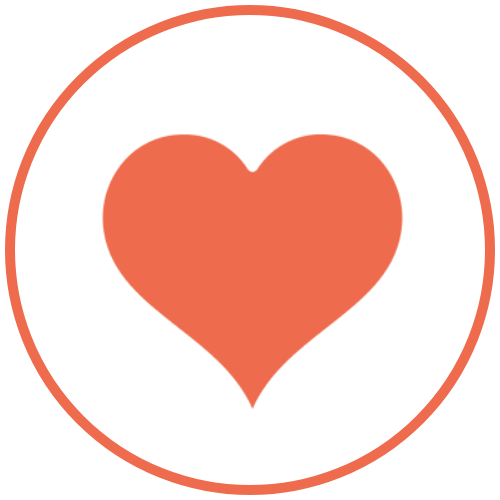 A red heart icon inside a circular border.